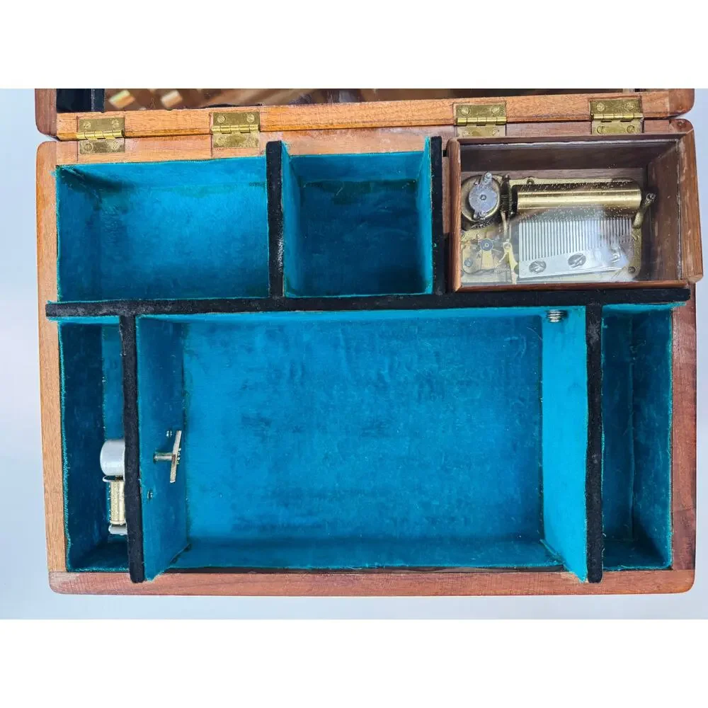Vintage Handmade Musical Jewelry Cabinet with Drawer